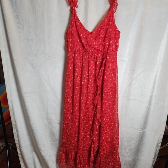 Madewell Ruffle-strap Wrap Dress in Metallic striped Prairie Posies. - Picture 3 of 6